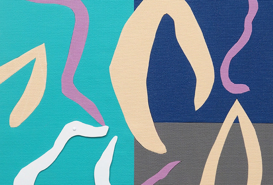 Alex Ebstein uses yoga mats to create her colourful abstract paintings